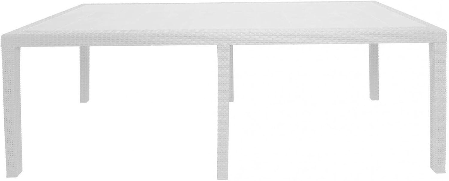 Dmora - Roma - 150/220x90x72 cm - table jardin extensible rotin blanc