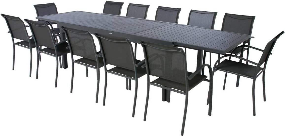 Hespéride - Piazza - 230/340x100 cm - table extensible 12 places, aluminium antirouille
