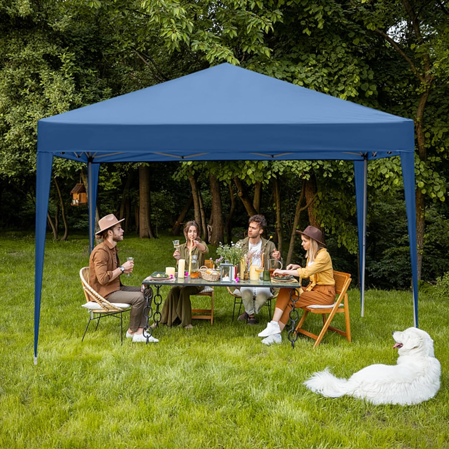 LEADZM - tonnelle pliante série pop-up - 3x3m - imperméable, UV 50+, 4 côtés, acier, hauteur réglable