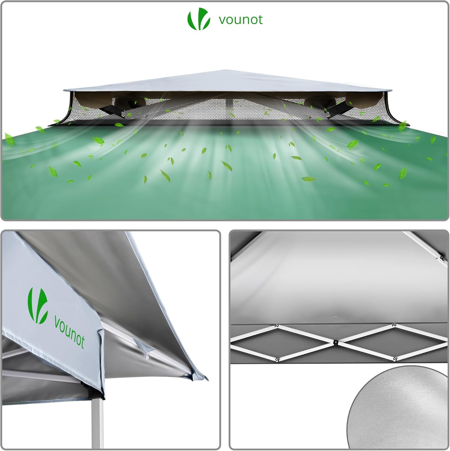VOUNOT - Tonnelle Pop up jardin 3,6x3,6m anti-UV moustiquaire acier