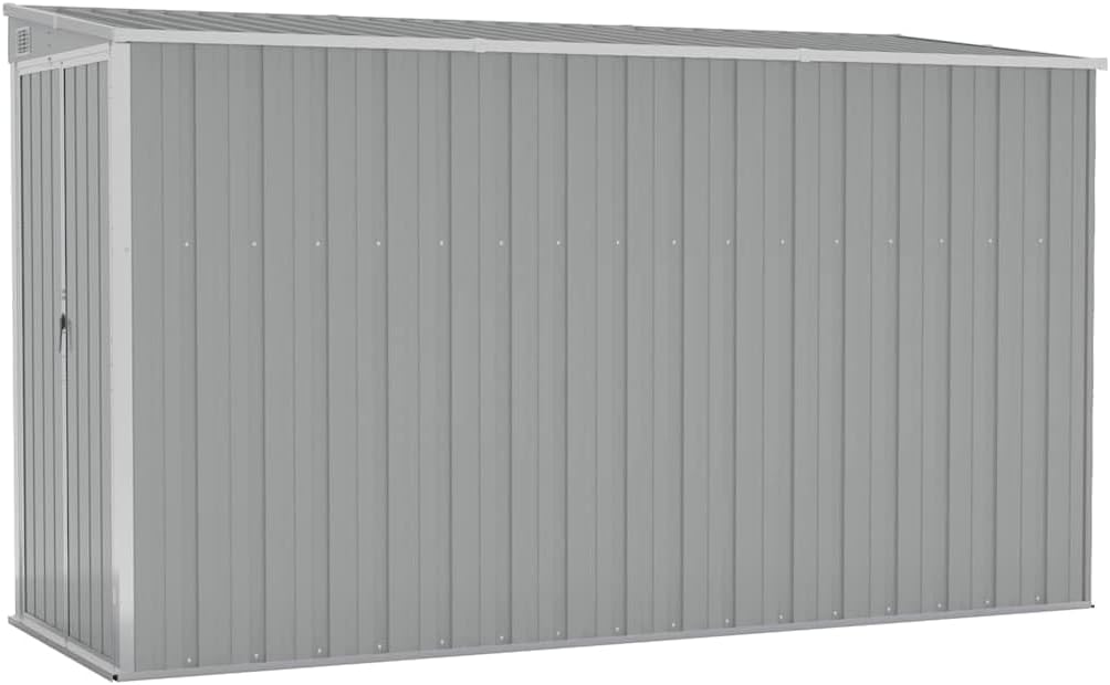 vidaXL Abri de Jardin Mural Abri de Rangement d'Outils Rangement d'Equipement de Jardin Extérieur Gris 118x288x178 cm Acier Galvanisé