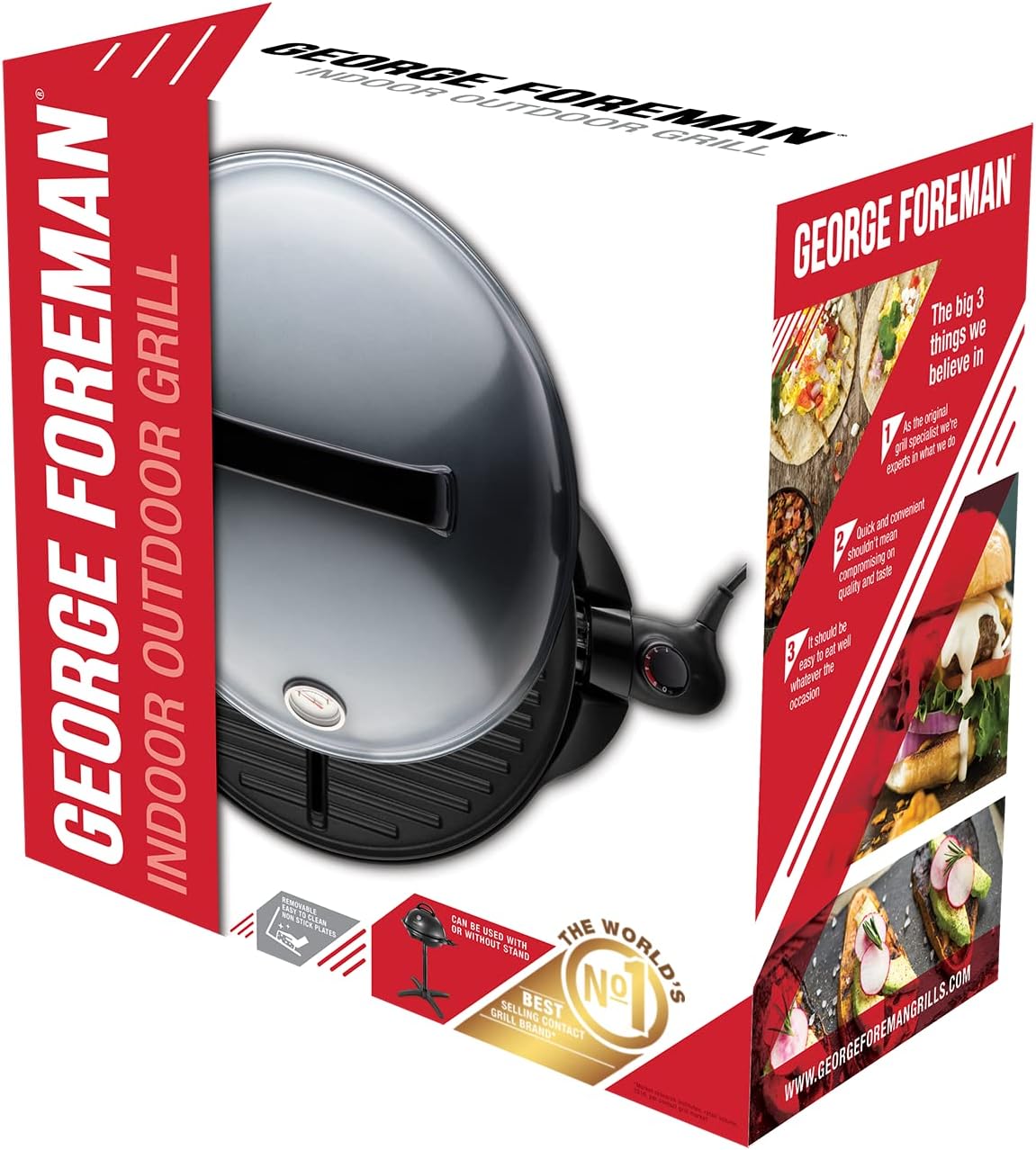 George Foreman - Barbecue 2 en 1 - 44,5cm - Électrique, grill avec bac à graisse, 2400W, 22460-56
