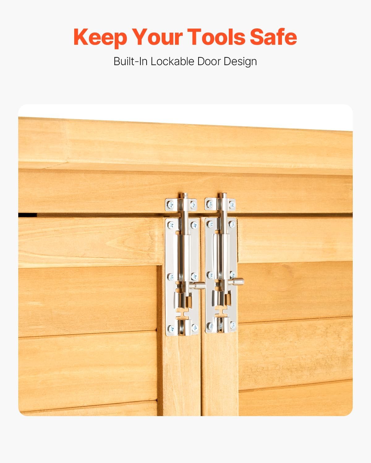 VEVOR - Abri de Jardin bois, 1400x600x1715 mm, toit étanche, cadre métal, portes doubles à serrure