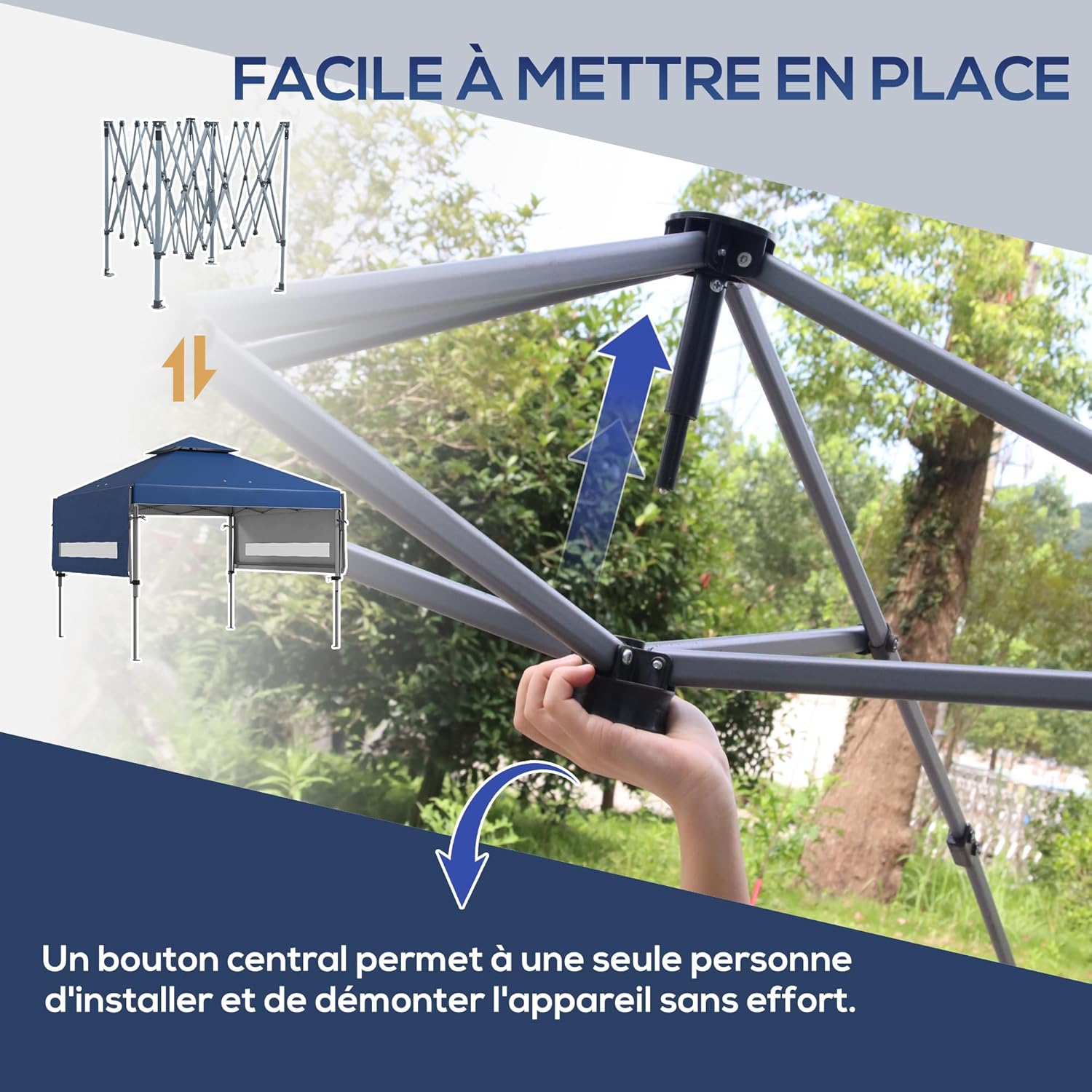 Outsunny - Barnum pliant jardin série Pop-up - 5x3m - 2 parois, sac à roulettes, tissu Oxford