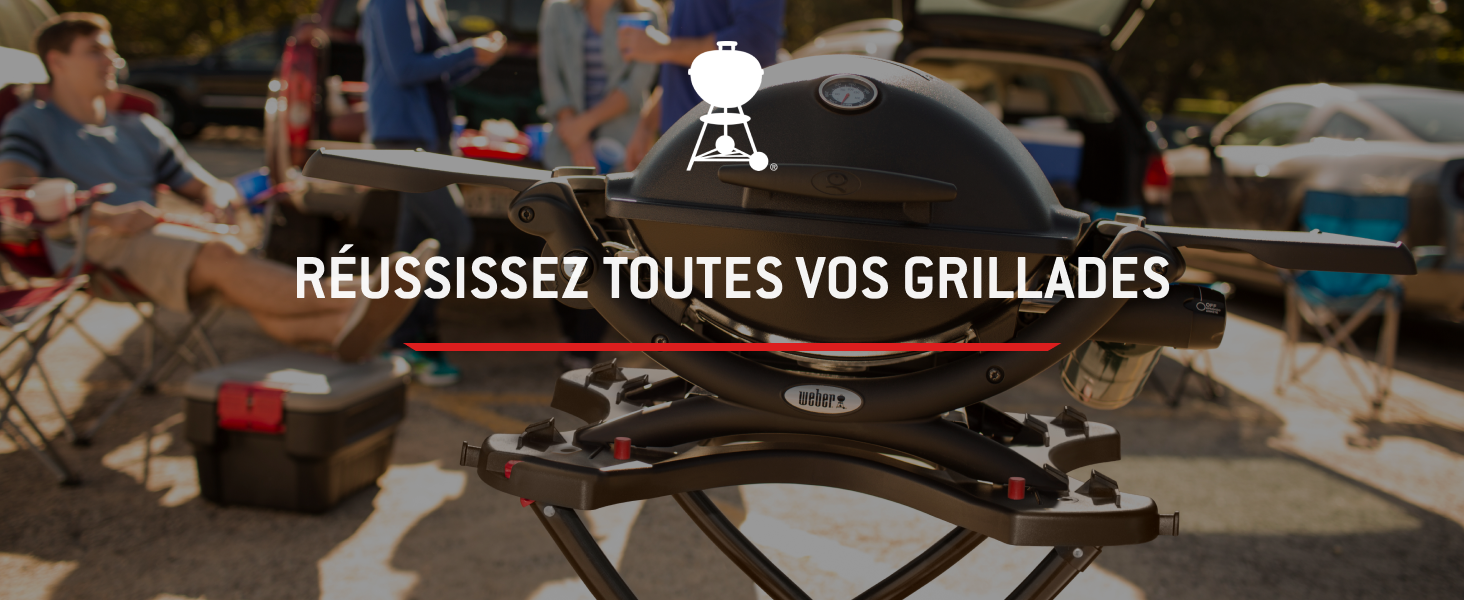 Le texte se lit comme suit : « RÉUSSISSEZ TOUTES VOS GRILLADES ». Cadre lié à la cuisson ou aux grillades avec l'équipement visible en arrière-plan.