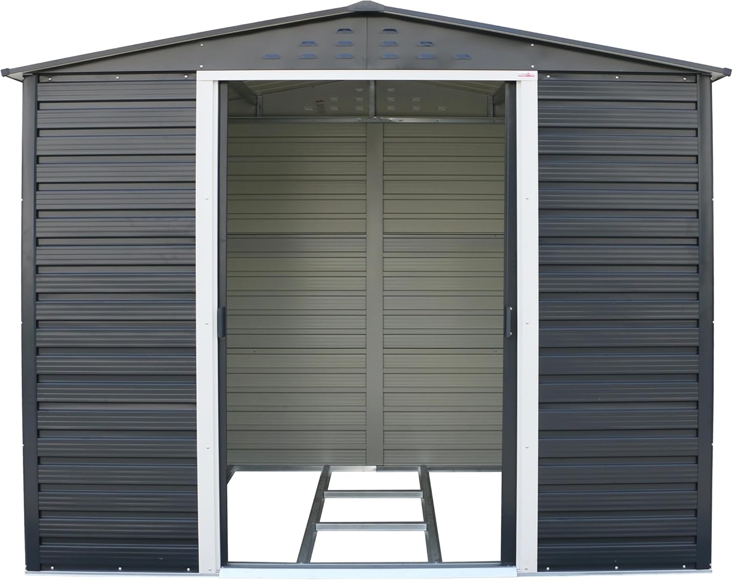 Duramax Alpine 8 x 6 (4,79 m²) Abri de Jardin en métal avec Base en métal, Acier galvanisé à Chaud, Structure de Toit renforcée, Abri de Jardin sans Entretien et résistant aux intempéries, Anthracite