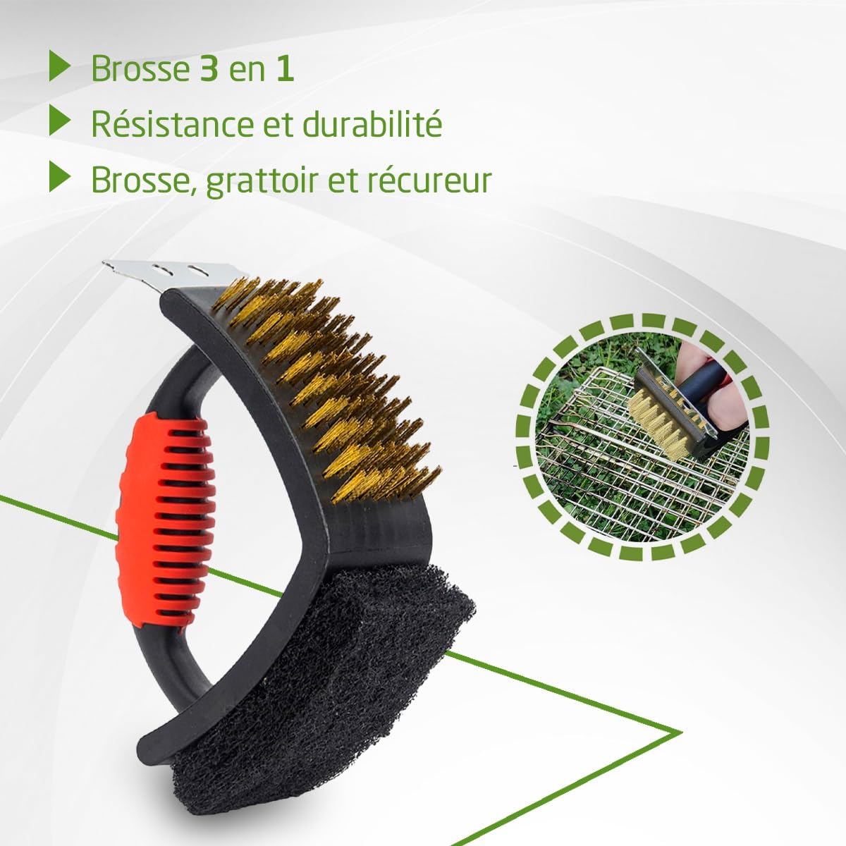Amig - Fireplus 3 in 1 - 16,5x11,5x7cm - Brosse barbecue multifonction