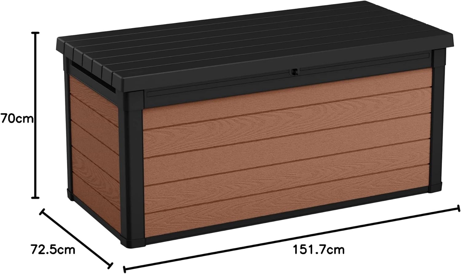 Keter - Coffre de jardin Cortina - 570L - Résine aspect bois, marron