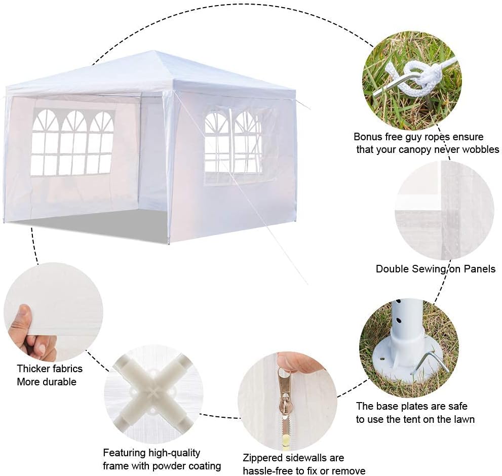 Alightup - tonnelle pliante imperméable - 3x3m - 3 parois, anti-UV, bâche PE épaisse