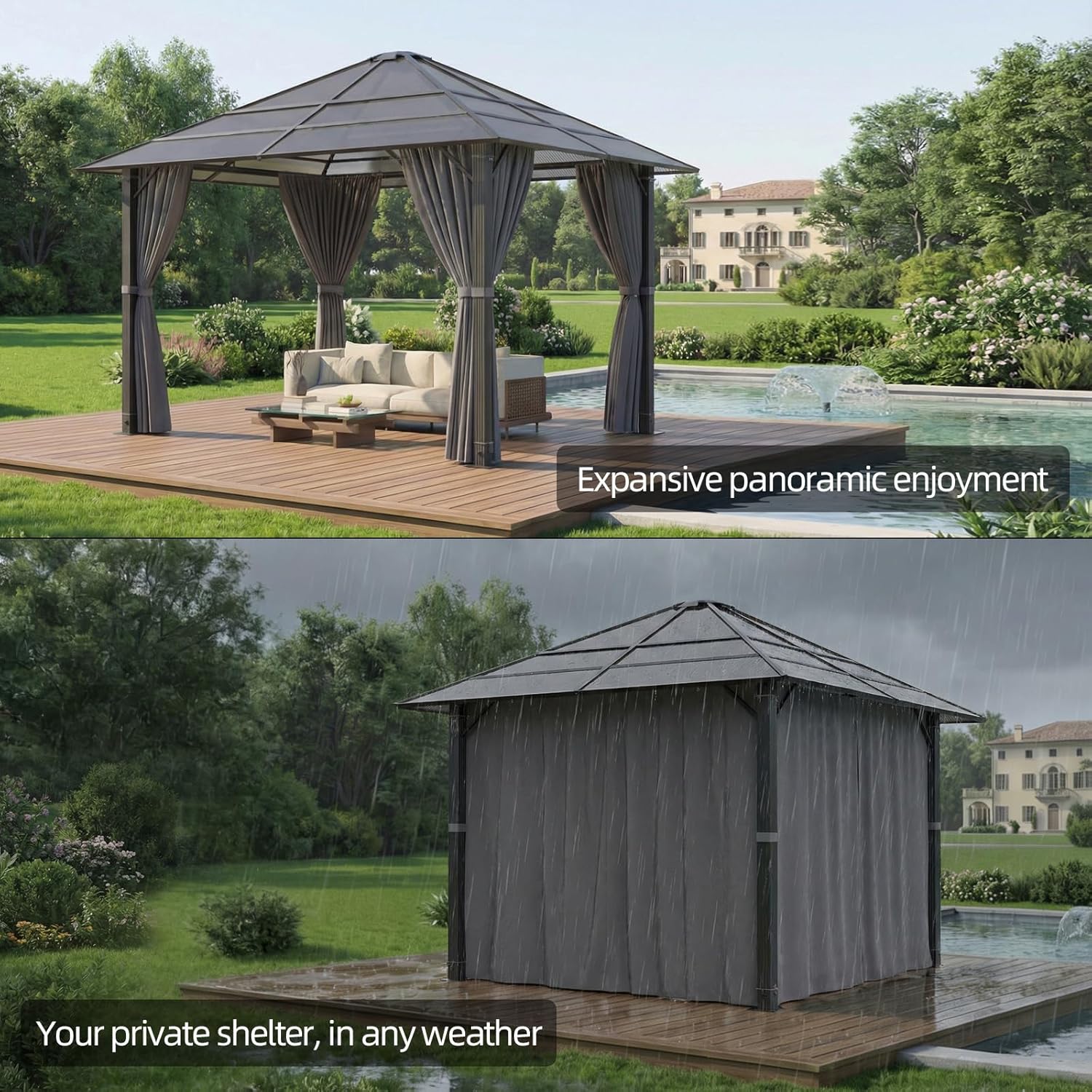 JUMMICO - pergola extérieure - 3x3m - aluminium robuste, toit anti-UV