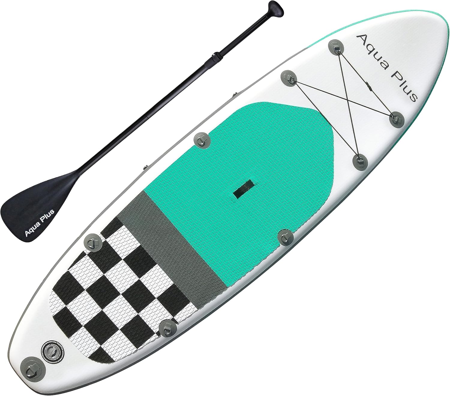 Aqua Plus Sup Gonflable de 15 cm d'épaisseur pour Tous Les Niveau x de compétence Planche à pagaie Debout, pagaie, Pompe, Sac à Dos de Voyage ISUP, Laisse, bandoulière, Jeune, Adulte
