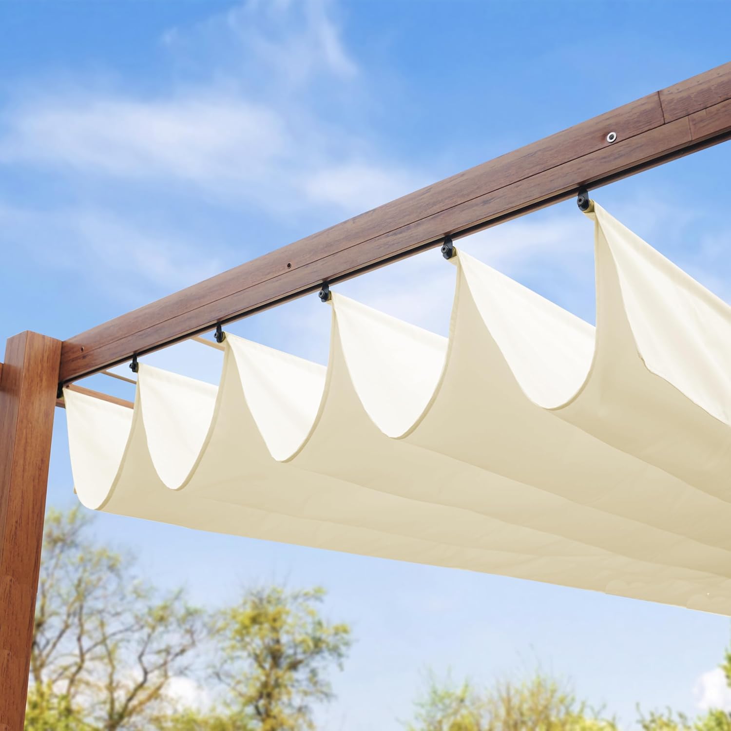 PRIMEYARD - pergola toit rétractable - 3x3 m - acier aspect bois