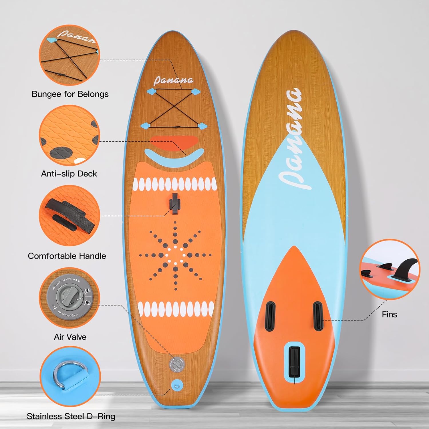 Panana - SUP Gonflable - 320cm - légère, pont antidérapant, accessoires