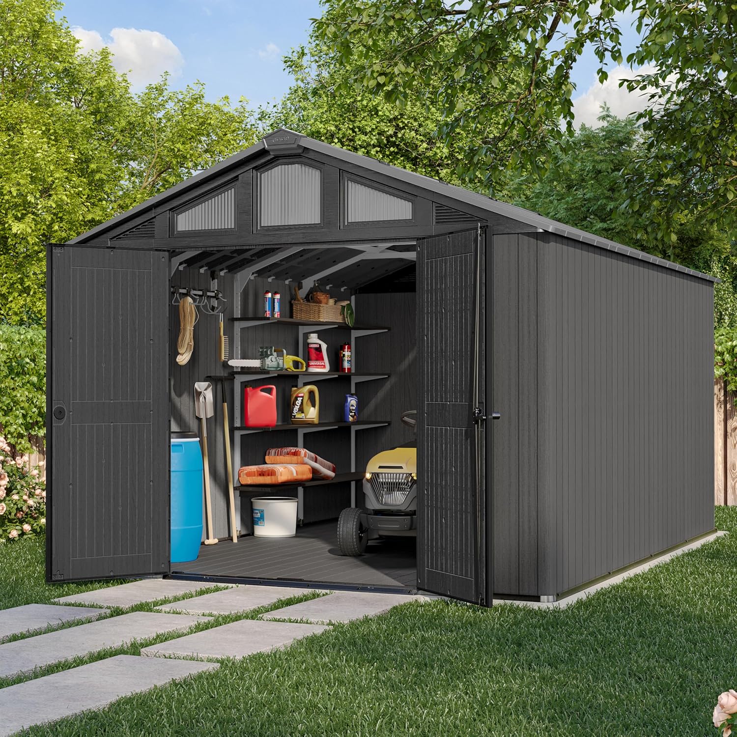 Keter Abri de Jardin Stronghold 1015-13.8 m2 - Gris Aspect Bois