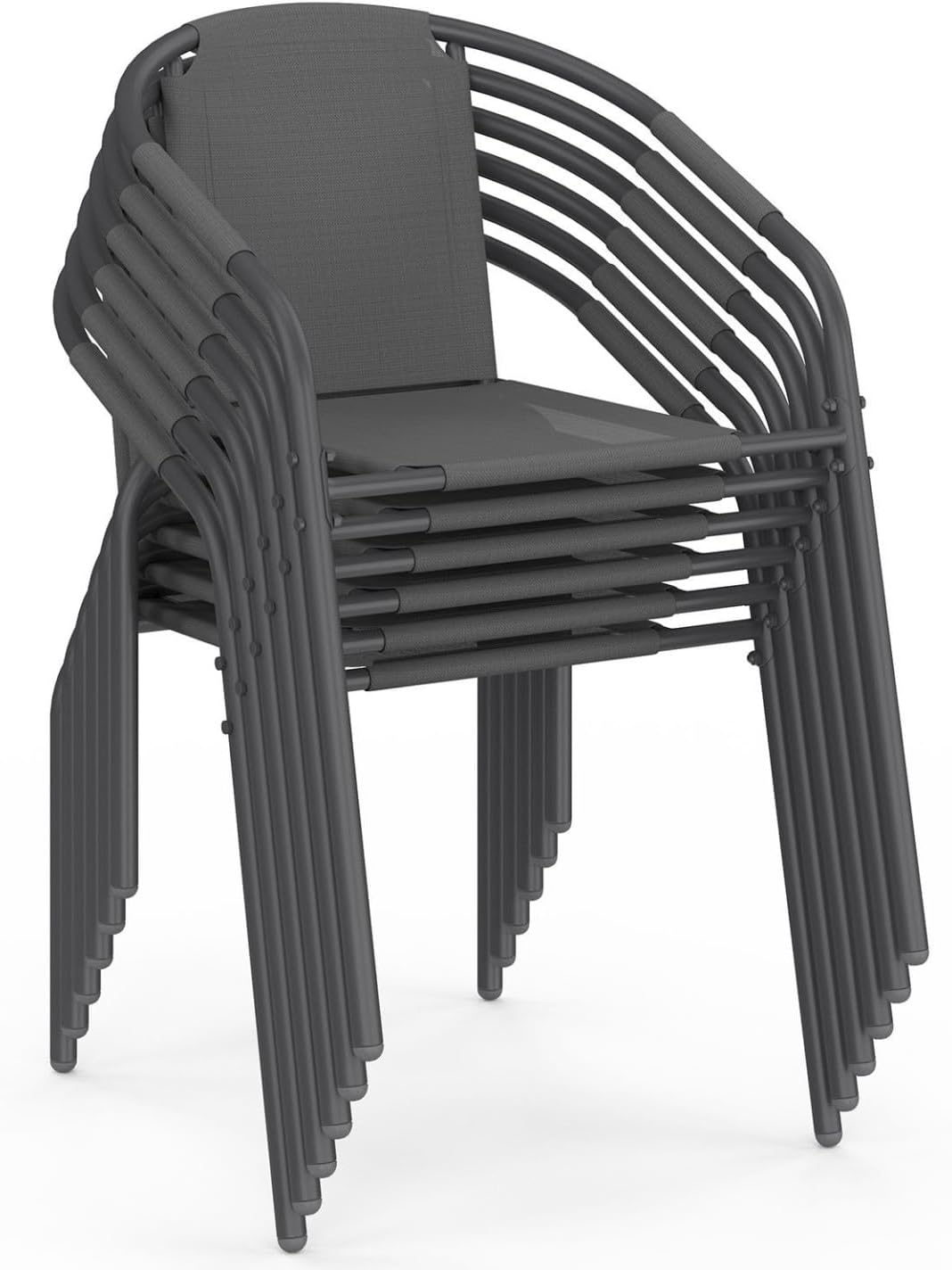 IDMarket - Salon Thelma - table 190 cm + 8 chaises empilables - gris anthracite