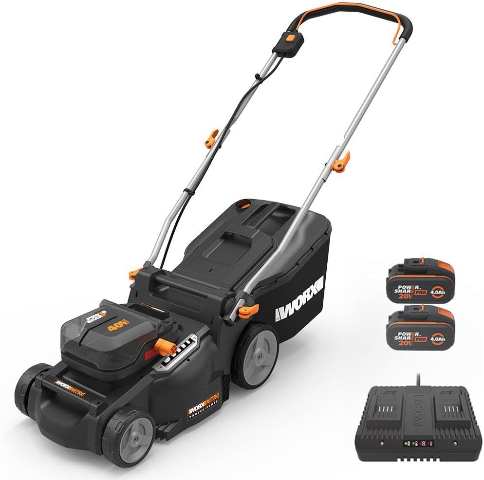 WORX - tondeuse sans fil série WG - 37cm, 40L, 6 hauteurs, 2x4Ah - WG737E