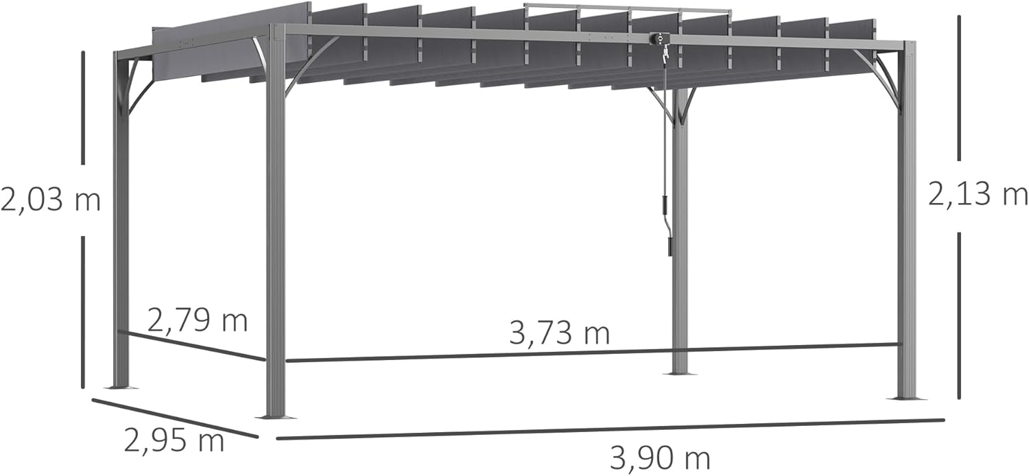 Outsunny - Pergola bioclimatique 4x3 m - Lames orientables, structure aluminium, UV 50+ - Gris - TP12