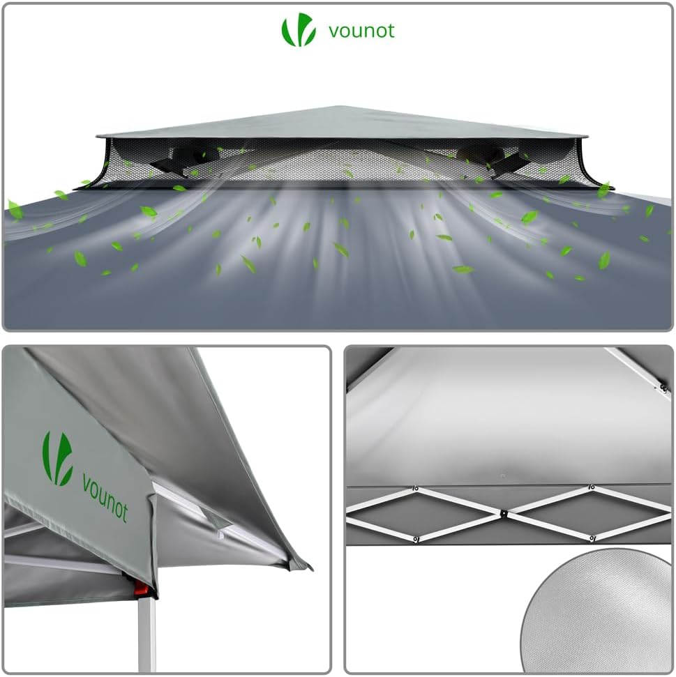 VOUNOT - tonnelle de jardin - 3.6x3.6m - moustiquaire, acier, toits doubles, anti-UV
