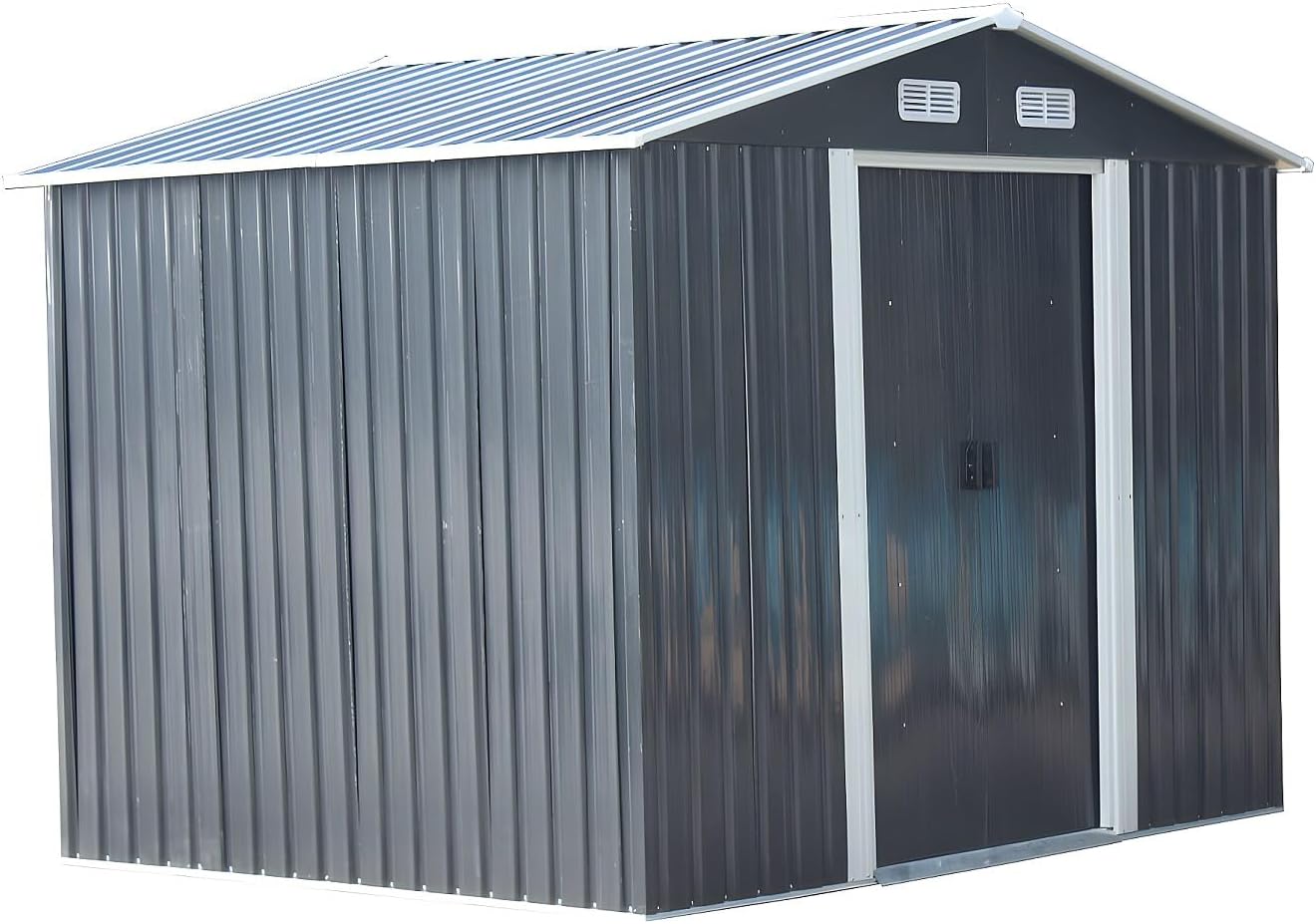 Vente-unique - MANSO - abri de jardin métal 5,2m² - acier galvanisé gris
