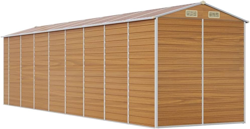 vidaXL Abri de Jardin Marron Clair 191x725x198 cm Acier galvanisé