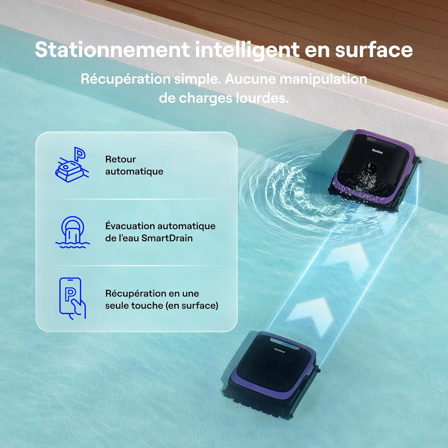 Beatbot - Sora 70 - 300 m² - Robot piscine 4-en-1, 10 000mAh, 6L, 25700LPH