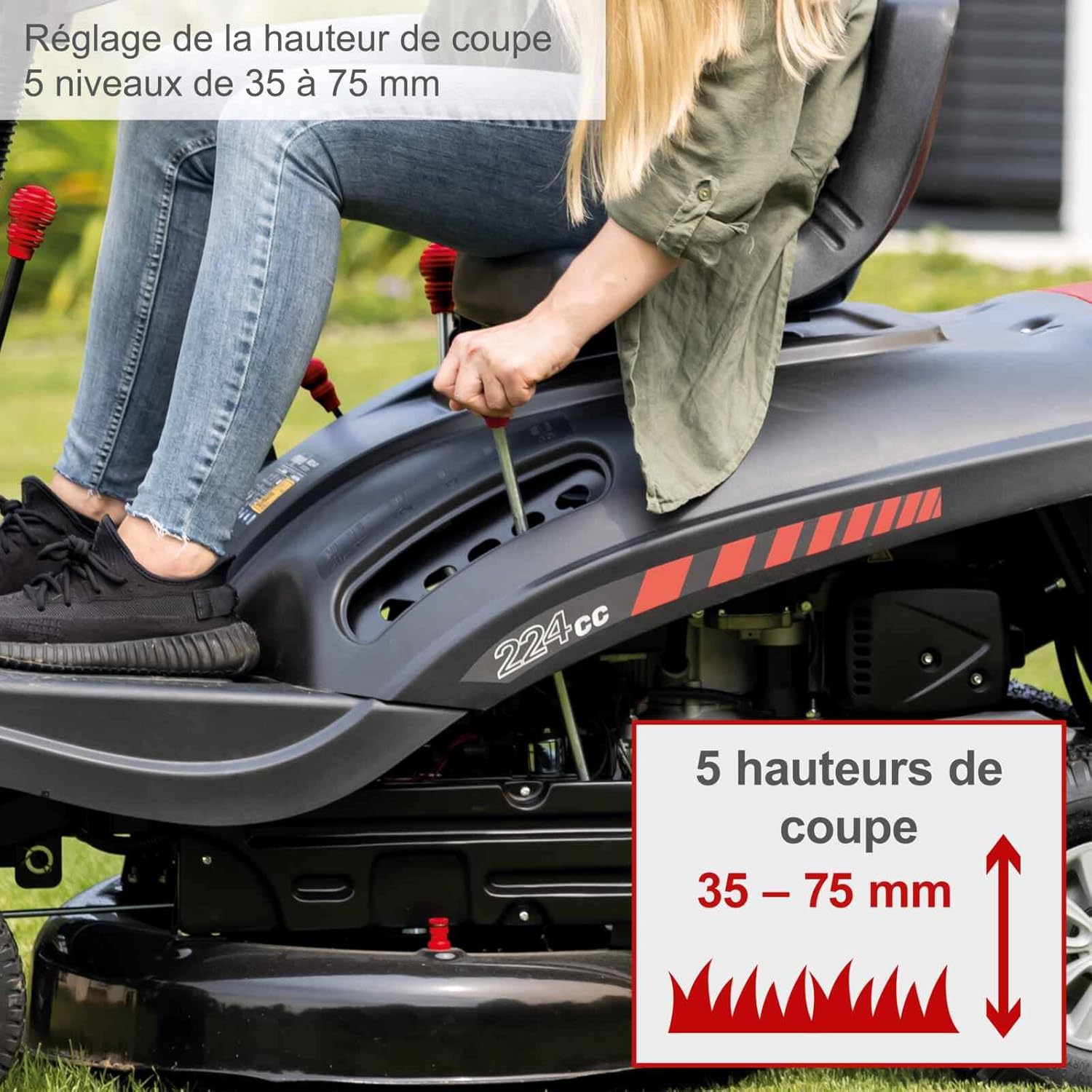 Scheppach - MR196-61 - 61cm - tondeuse thermique autoportée 6,5CV, bac 150L