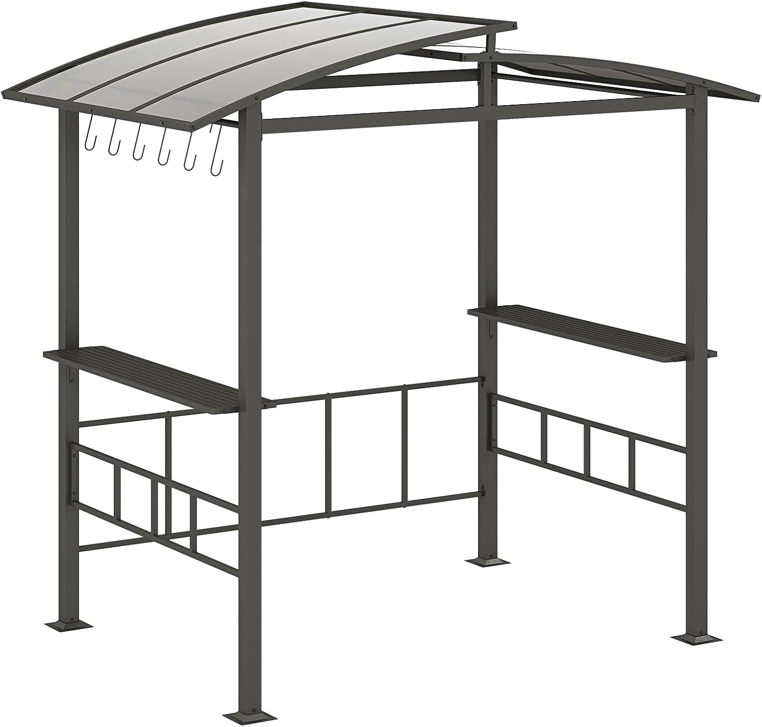 GOPLUS Tonnelle de Barbecue avec Toit Double en PC Ventilé, Étagères Latérales, Crochets, Abri de Barbecue Résistant aux Intempéries, pour Fêtes, Pique-Nique, Patio, Jardin, 248X150X232 CM