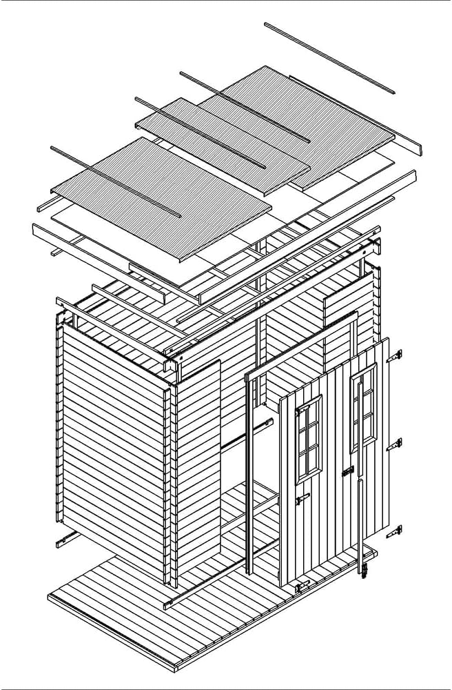 Abri de Jardin en Bois avec Sol TRAITÉ - Stockage extérieur l239xL142xH200cm/2.63 m2 - Petit abri à Outils, Local à vélos - TIMBELA M310C+M310G