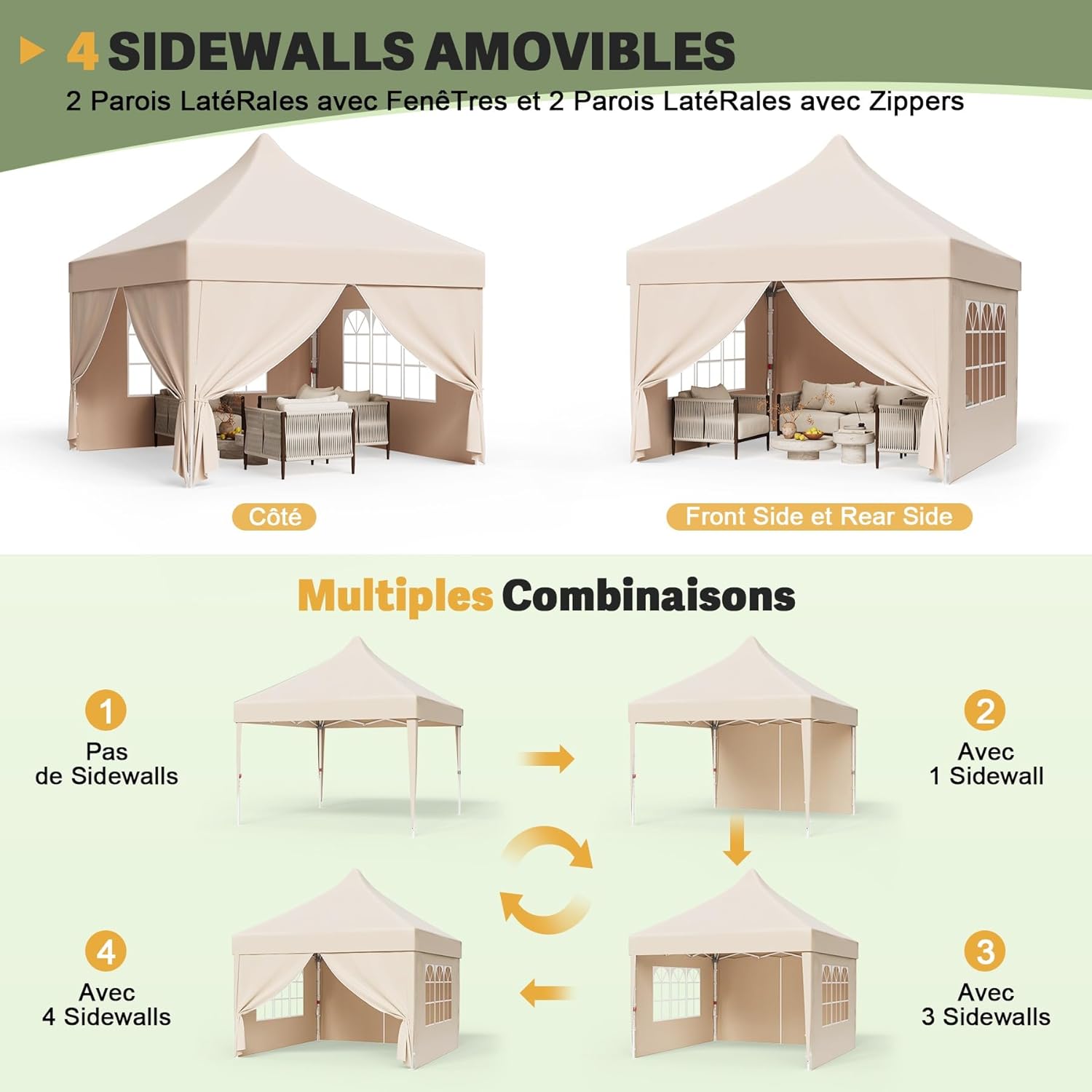 Devoko - tonnelle pliante - 3x3m - imperméable, réglable, robuste