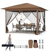RELAX4LIFE Tonnelle Pliante 3x3 avec Moustiquaires, Tonnelle de Jardin Exterieur Pop-up Facile à ...