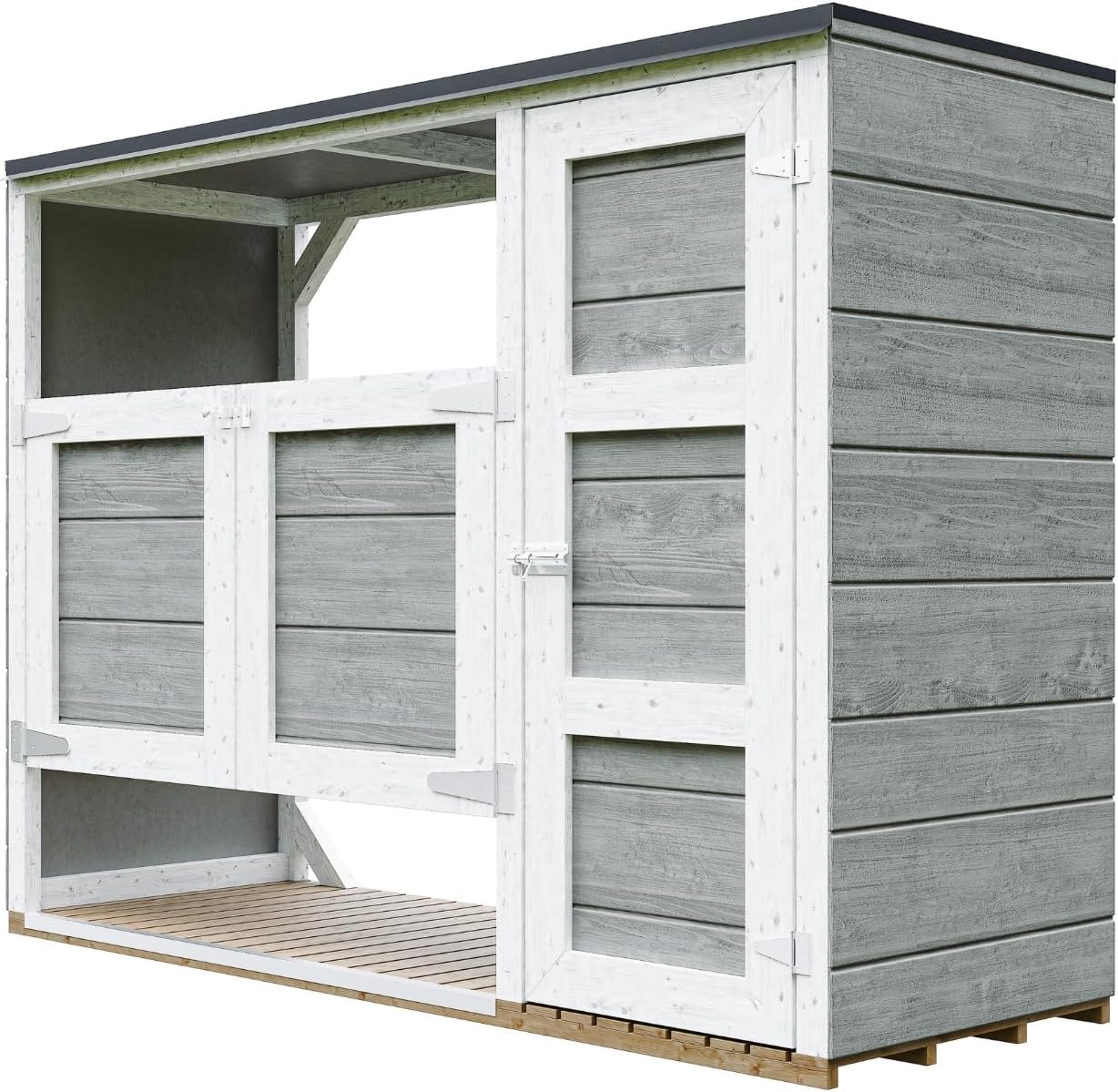 Abri de Jardin pour poubelles, Cache Poubelle extérieur 2x240L – Coffre de Rangement Exterieur, Armoire de Jardin, cabane de Jardin Exterieur – Timbela M981A-TUNDRA Grey