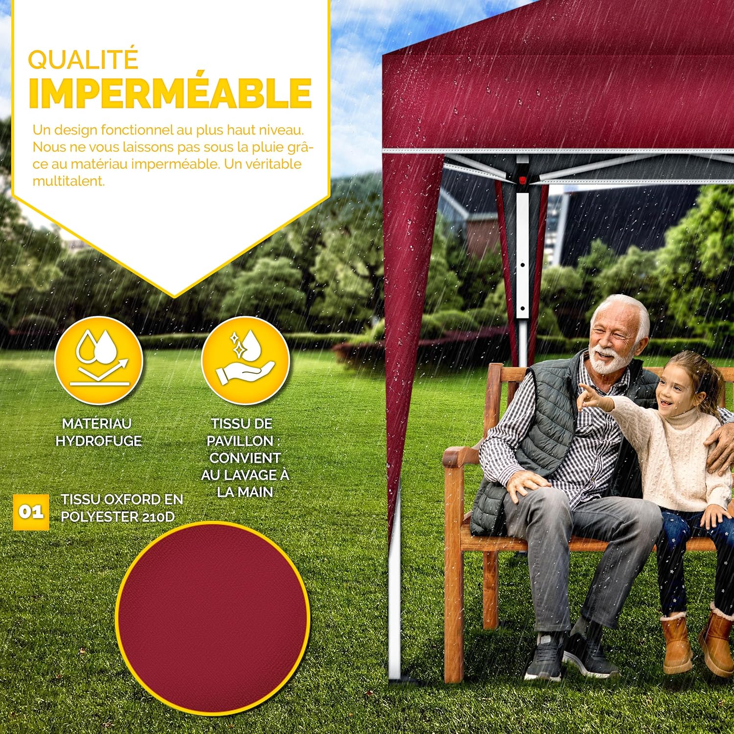 tillvex - Tonnelle pliante réglable 3x3m - UV50+ sac jardin