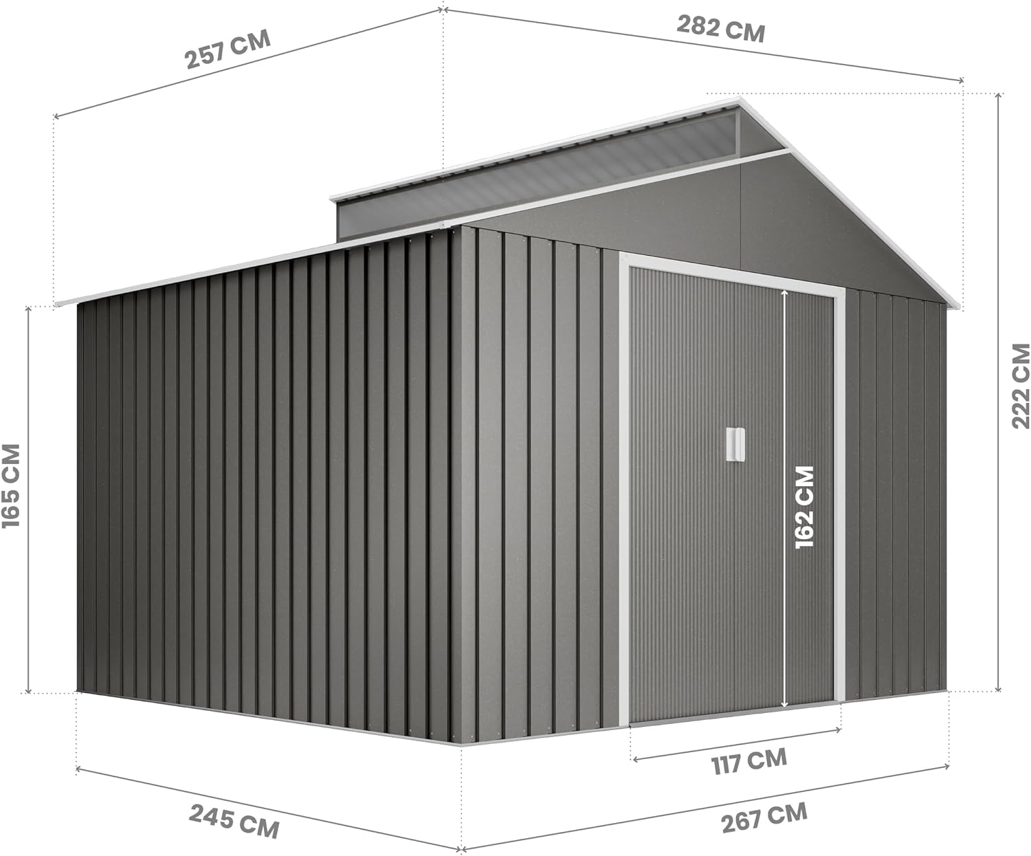 Hoggar - Bjorn abri de jardin métal 7,25m², garantie 10 ans, 257x282x222cm
