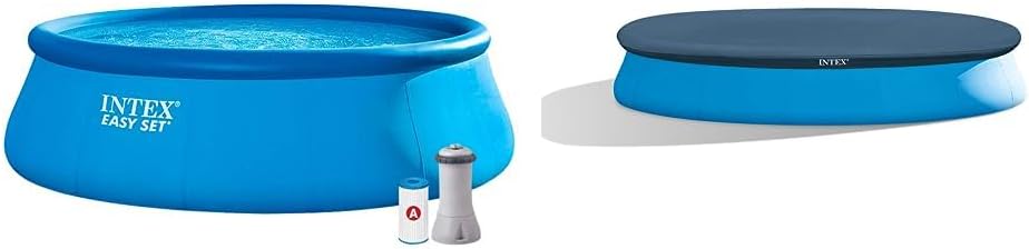 Intex - 26168NP - Kit Piscine Easy Set Autoportante (Ø) 4,57 X (H) 1,22M & 28023 - Bâche Protection pour Piscine Autoportante 4M57