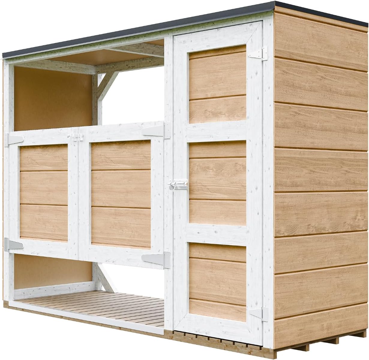 Abri de Jardin pour poubelles, Cache Poubelle extérieur 2x240L – Coffre de Rangement Exterieur, Armoire de Jardin, cabane de Jardin Exterieur – Timbela M981A-HARVEST Honey