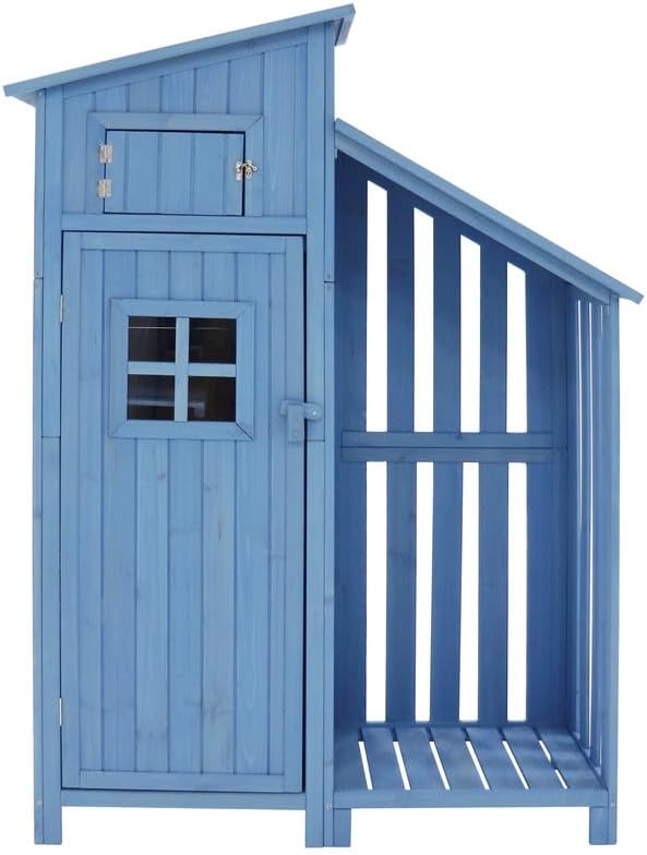 Abri de Jardin en Bois - 124x46x174cm - rangement extérieur avec serrure, toiture PVC