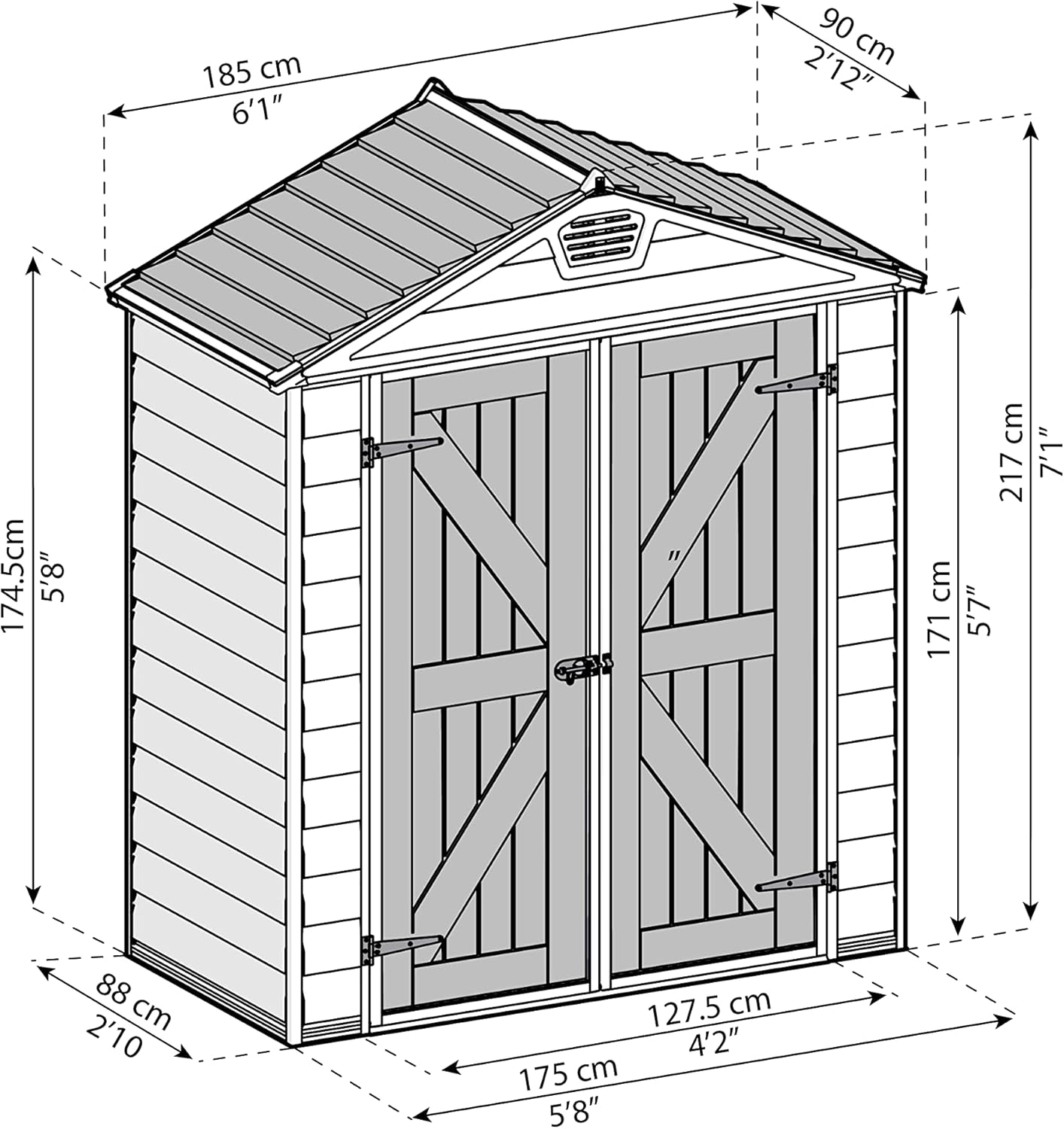 Canopia by Palram Abri de Jardin en Kit Skylight 1.7m², Cadre en Aluminium, Panneaux en Polycarbonate, Gris