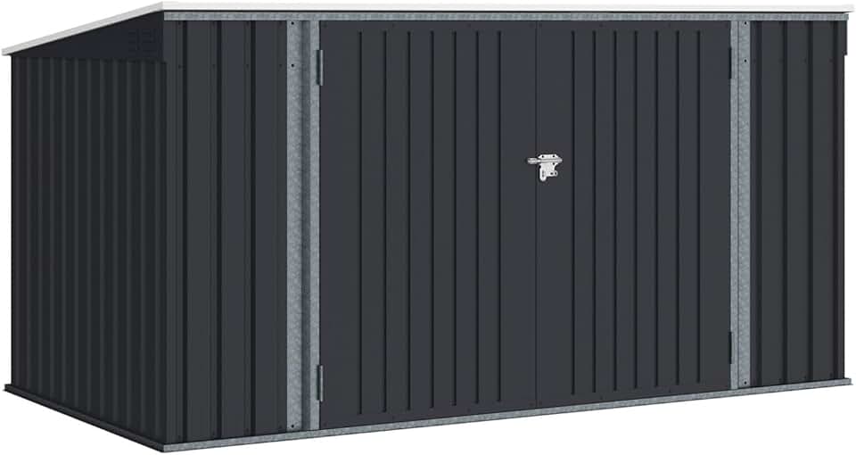IDMarket - Abri de jardin XXL métal gris anthracite, verrouillable, multi-rangement, 340x382x180 cm