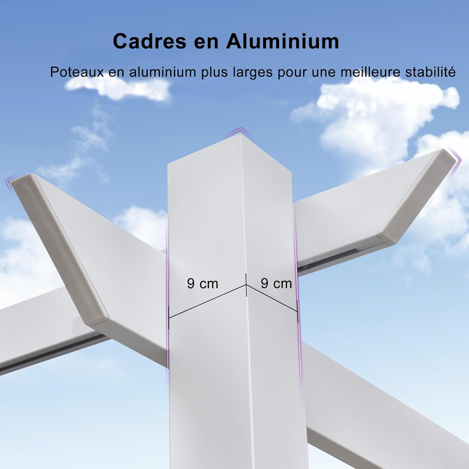 PURPLE LEAF - Pergola aluminium - 4x3m - éclairage intégré, toit kaki
