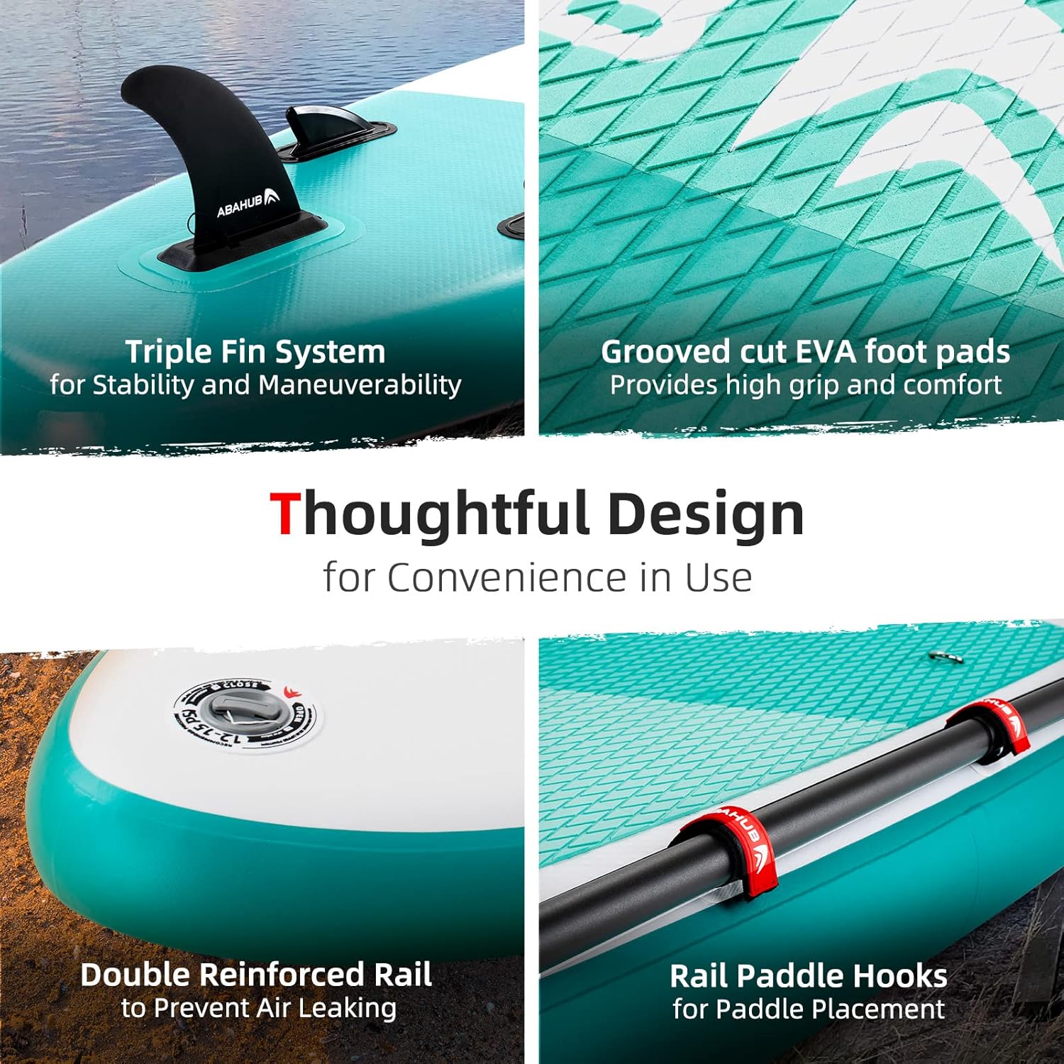 Abahub Paddle Gonflable Adulte avec Siege Stand Up Paddle Planche de Sup Ensemble de Planche de Stand Up Paddle, Bleu/Vert/Orange avec Pagaie Aluminium Réglable, Siège Kayak 320cmx 78/84cmx 15cm