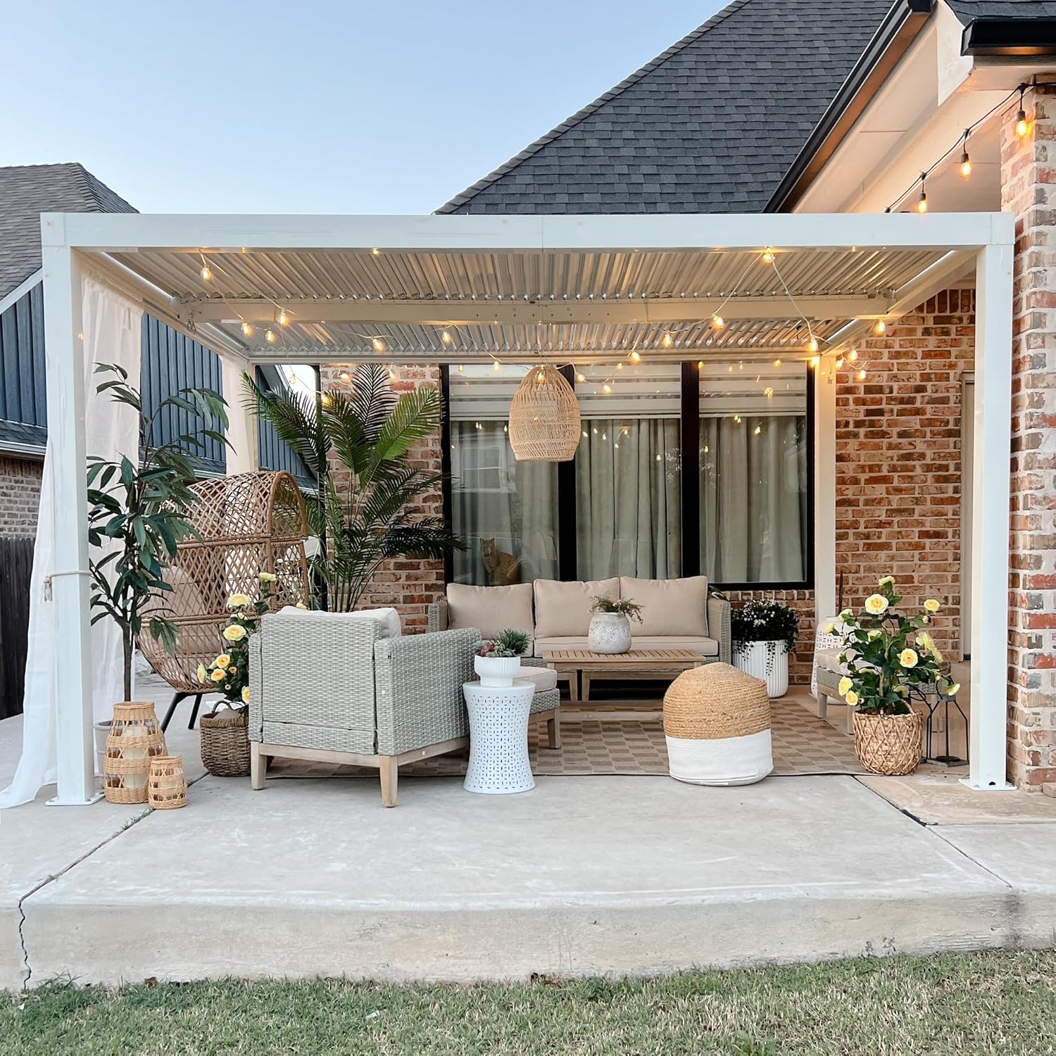 PURPLE LEAF - Pergola Bioclimatique - 4,24x3m - Aluminium, lames orientables, blanc