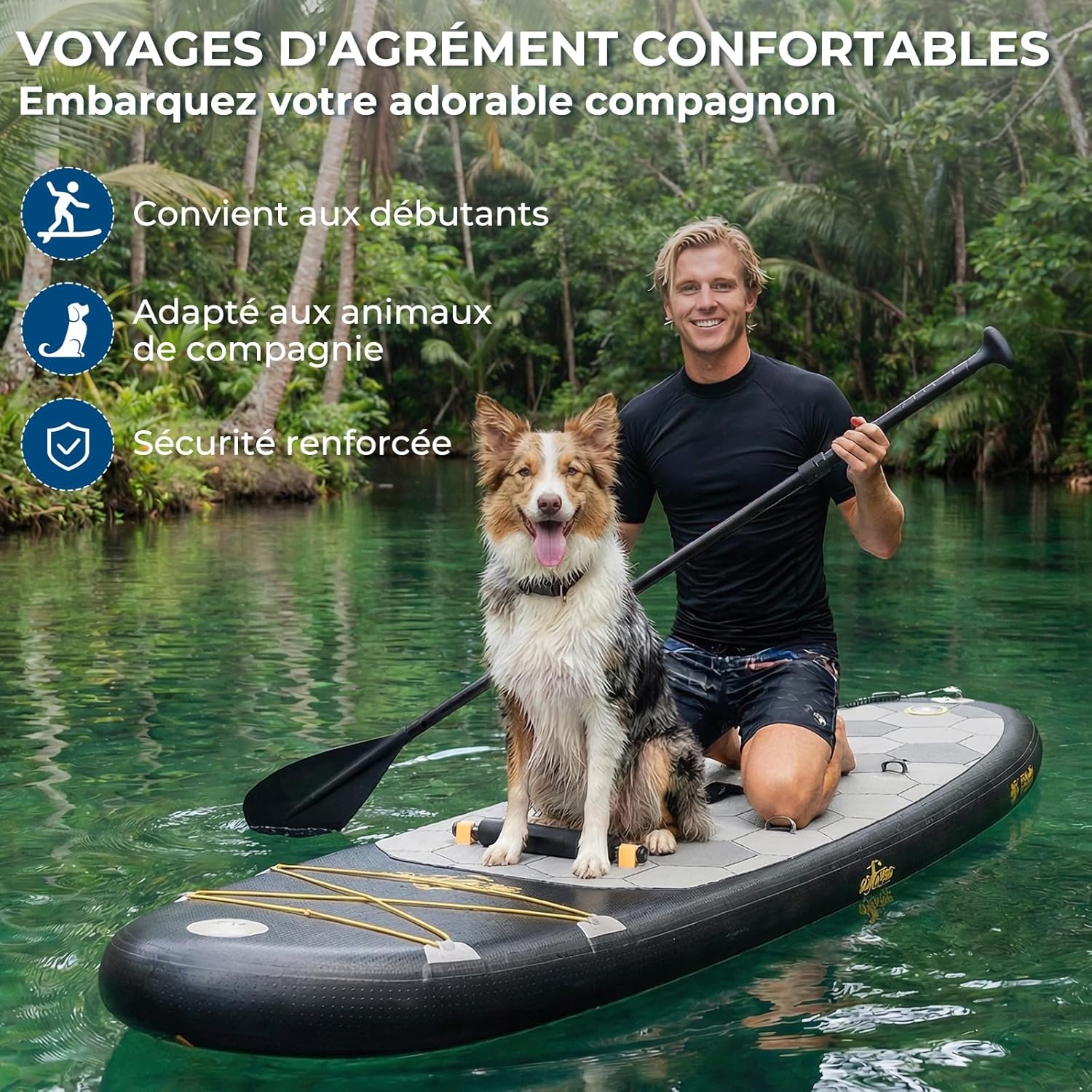 Devoko - Planche de Paddle Gonflable Adulte 320cm - 2-en-1, Siège, Accessoires, 130kg Max - SUP Gonflable