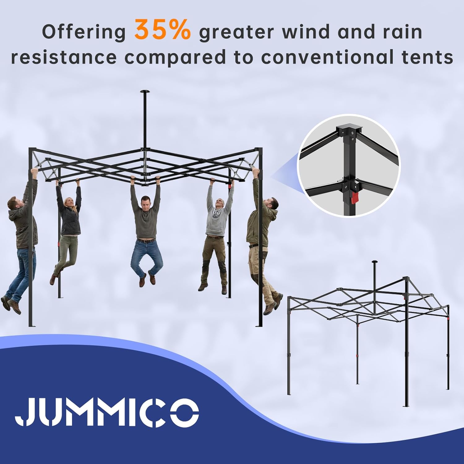 JUMMICO - Tonnelle pliante série jardin 3x3m, cadre robuste, toit haut