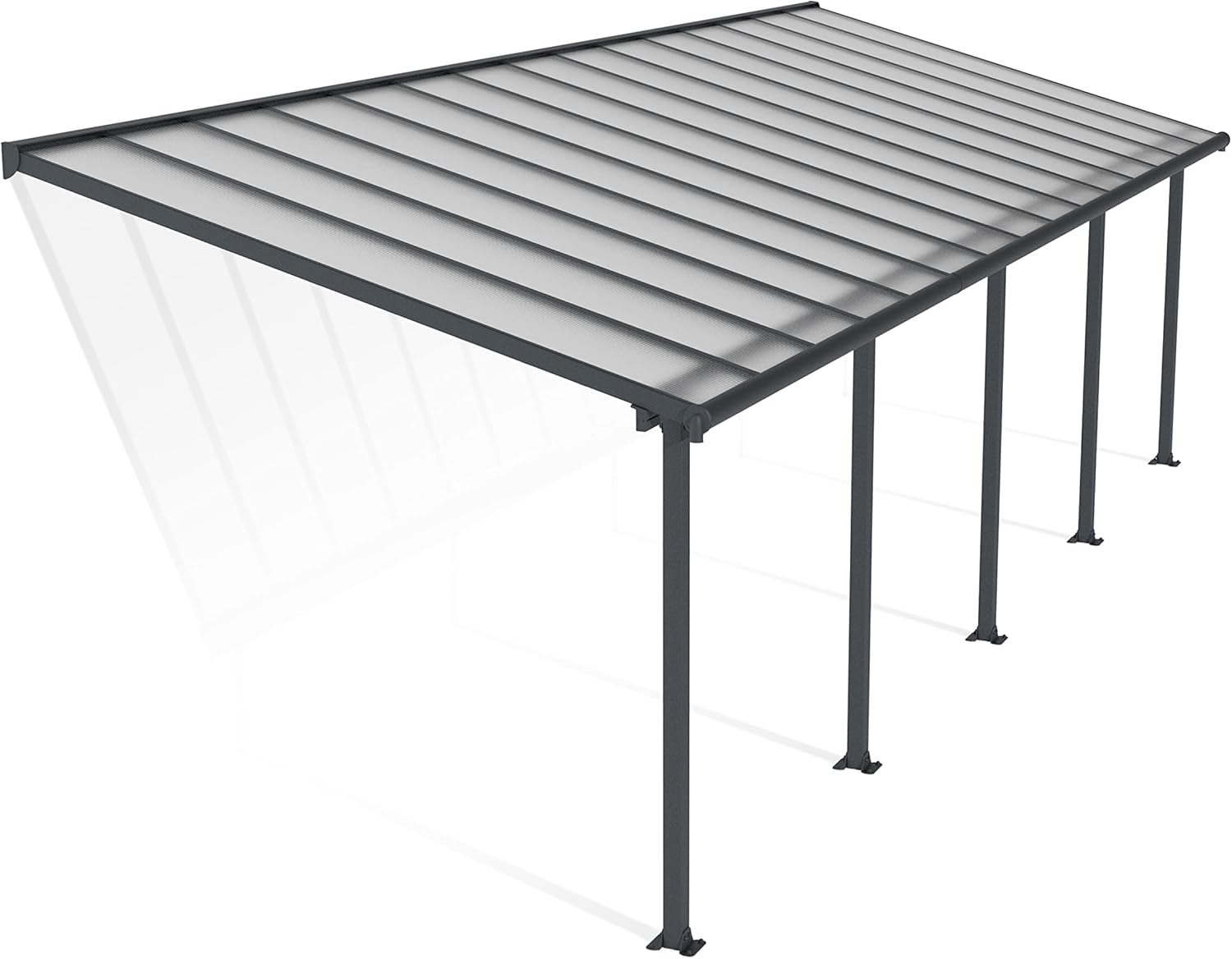 Canopia - Pergola aluminium adossée 27,3m², polycarbonate, garantie 12 ans