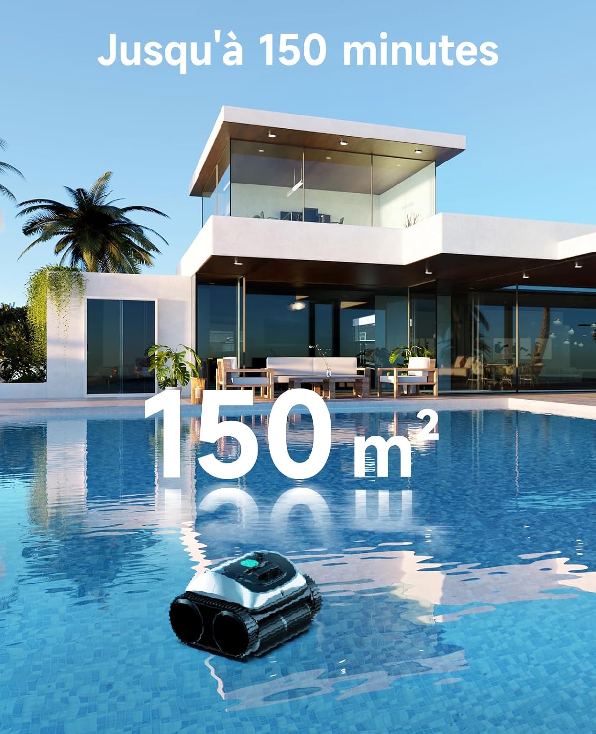 WYBOT - Robot piscine C1 - 150m² - Nettoyage fond/parois, planification intelligente, 150 min