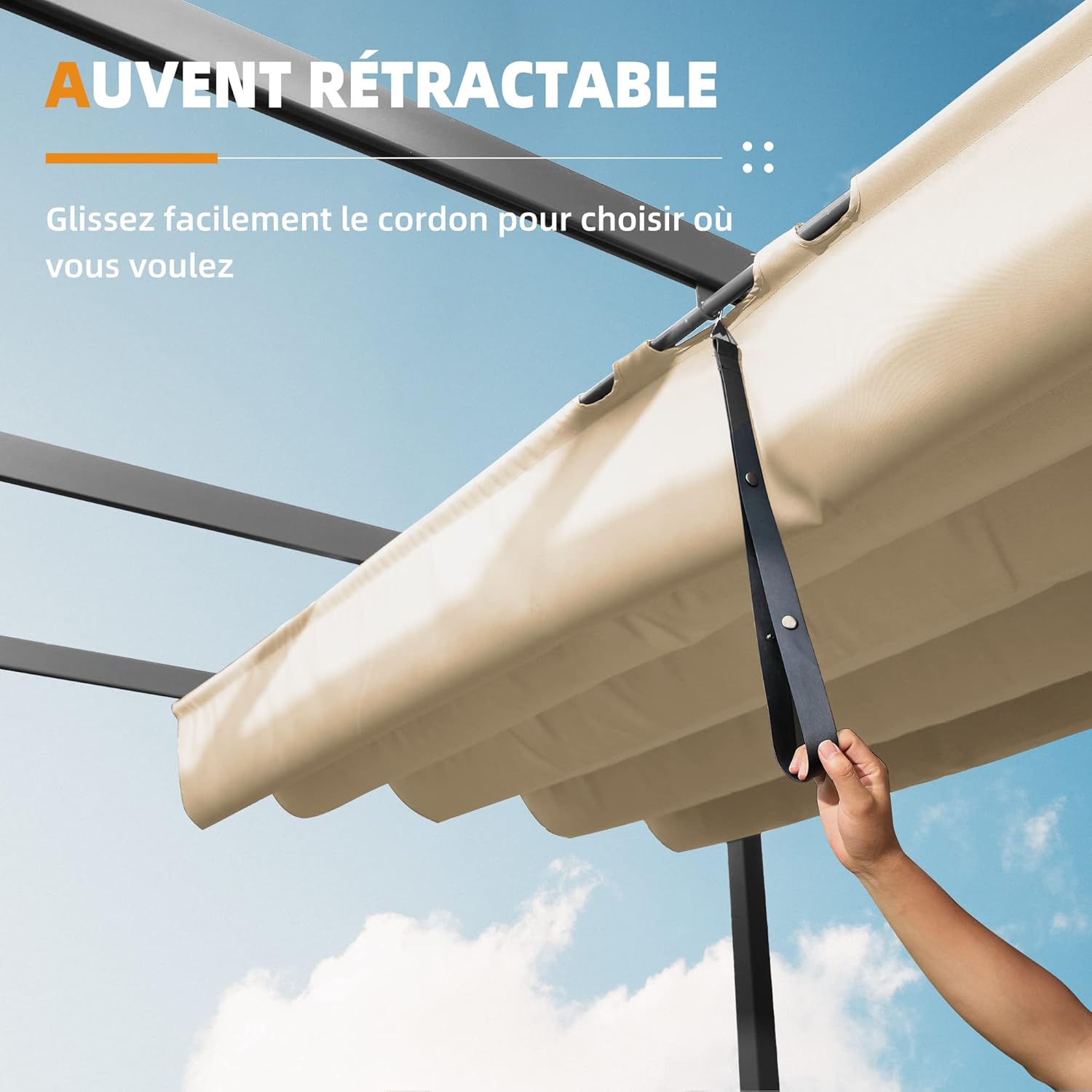 PURPLE LEAF - Pergola aluminium 4x3m, toit rétractable, éclairage intégré