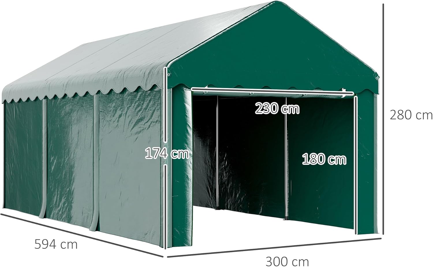 Outsunny - Carport Tente série PE - 3x6m - abri voiture UV étanche