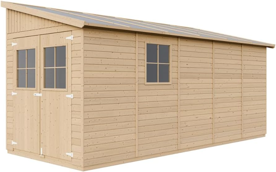 TIMBELA – M341A – abri jardin bois naturel – 244x218x514 cm – fenêtres