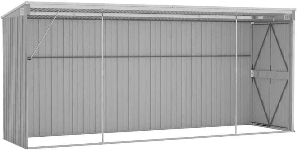 Générique Abri de Jardin Mural Gris 118x382x178 cm Acier galvanisé,Structures extérieures, Cabanes & abris de Jardin,316230