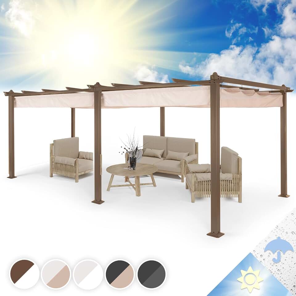 Blumfeldt - Pergola aluminium série Terrasse - 3x6m - toit rétractable, structure alu, UV, polyester imperméable